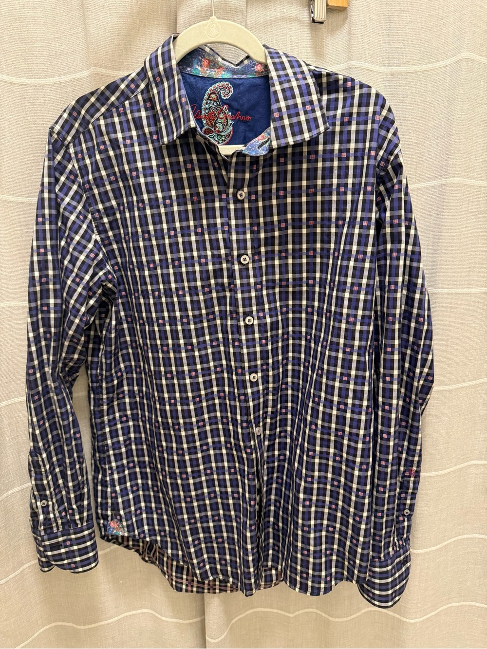 Robert Graham Blue and White Plaid Button-Up Shirt
